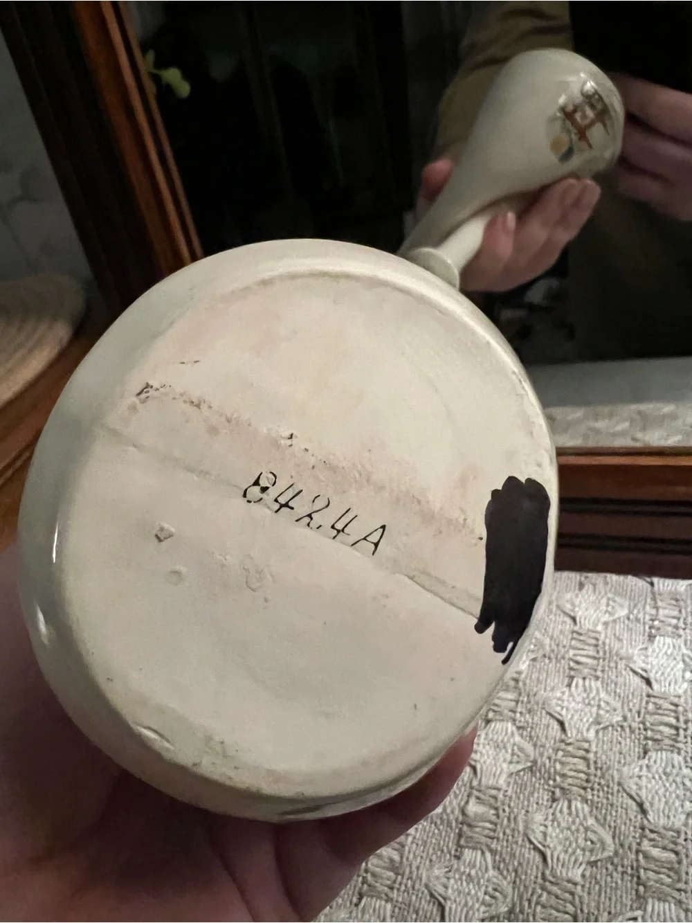 THAMES Vintage Antique Ceramic Double Neck Oil & Vinegar Bottle with Cork‎ Stop